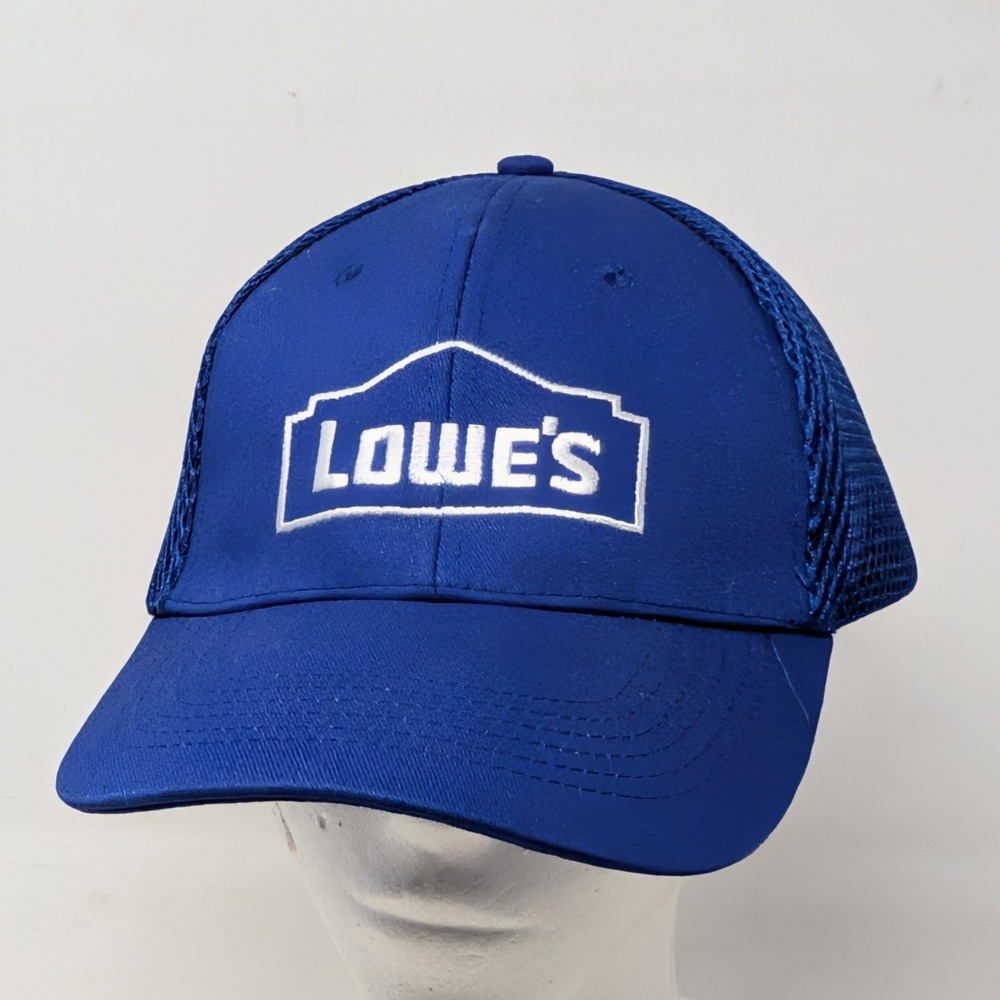 Lowes Employee Trucker Hat Blue Mesh Adjustable Snapback Cap LWE3159BL Logo